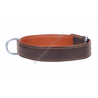 Ace Comfy LEATHER DOG COLLAR Padded And lined with soft Lamb's Leather (Brown With tan Lining) 